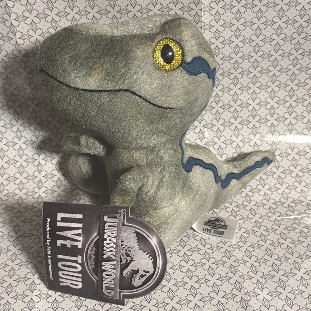 *NEW* Jurassic Park World Plush Movie Velociraptor Dinosaur 6" Blue Stuffed 2023